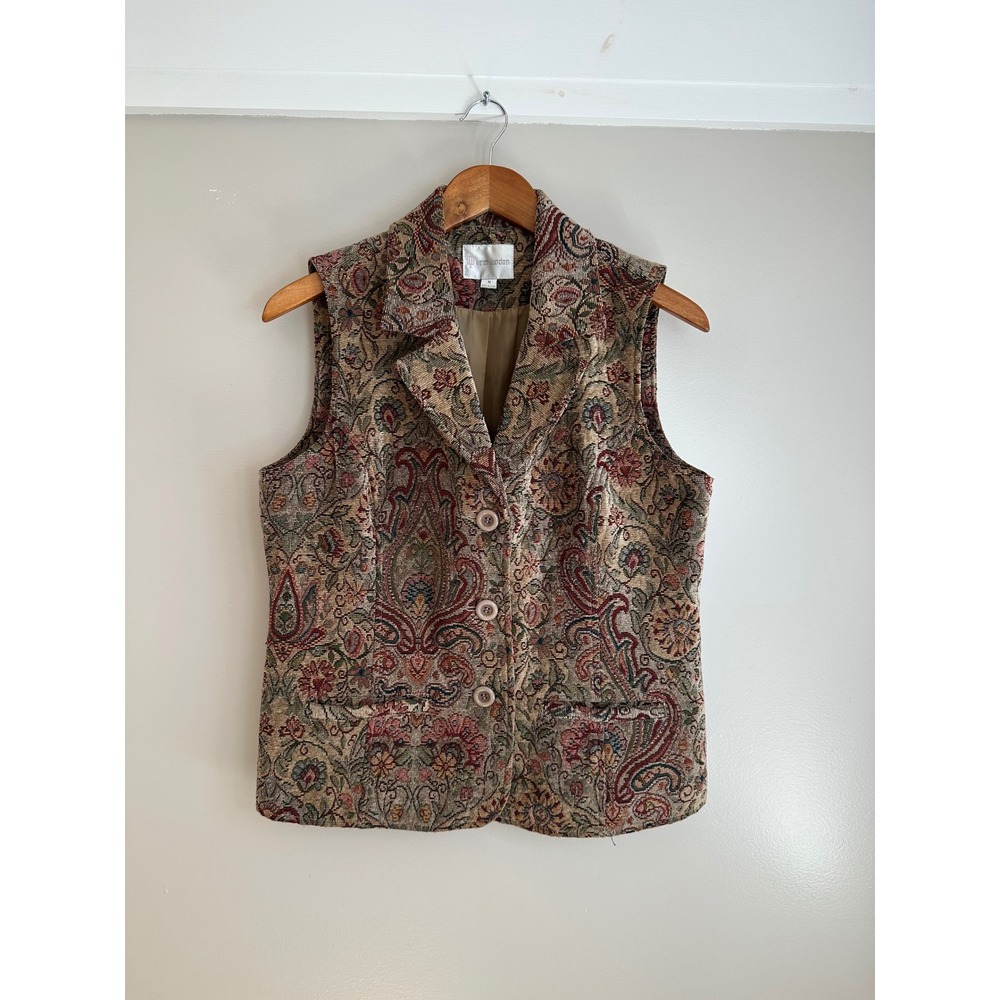 Erin London Paisley Tapestry Vest Women Medium Multi EUC Vintage Boho Academia